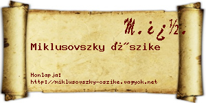 Miklusovszky Őszike névjegykártya